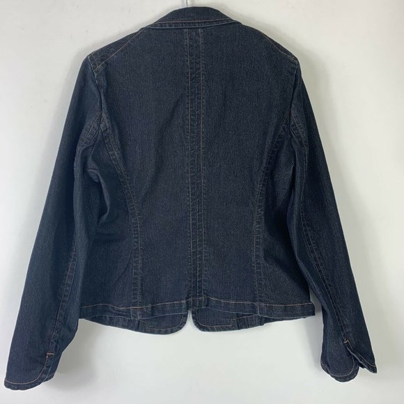 Pierre Cardin Wm Button Dark Jean Jacket Sz 10 - Picture 5 of 6